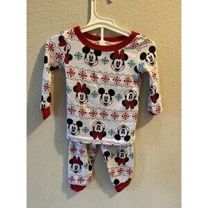 Disney Mickey Mouse 2 Piece Long Sleeve Size 18M Pajamas Set Christmas Warm Soft